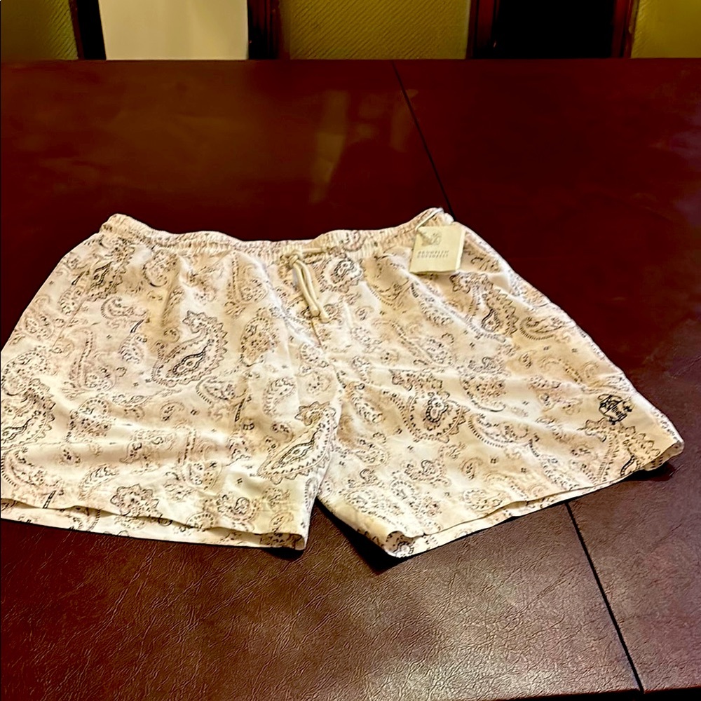 Brunello cucinelli men’s swim shorts with matching carrying bag